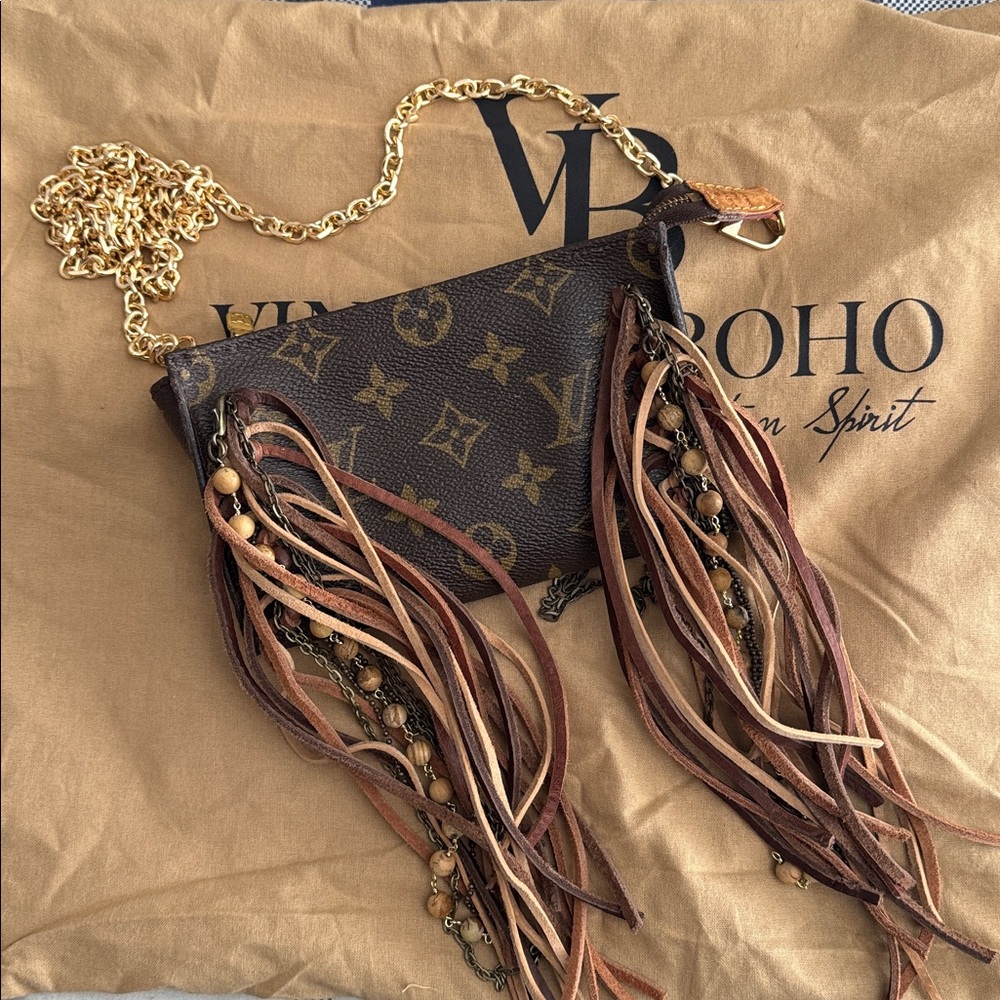 Vintage Boho Fringe Crossbody with Gold Chain